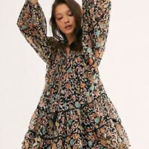 COPY - Free People Floral Print Ruffled Mini Dress